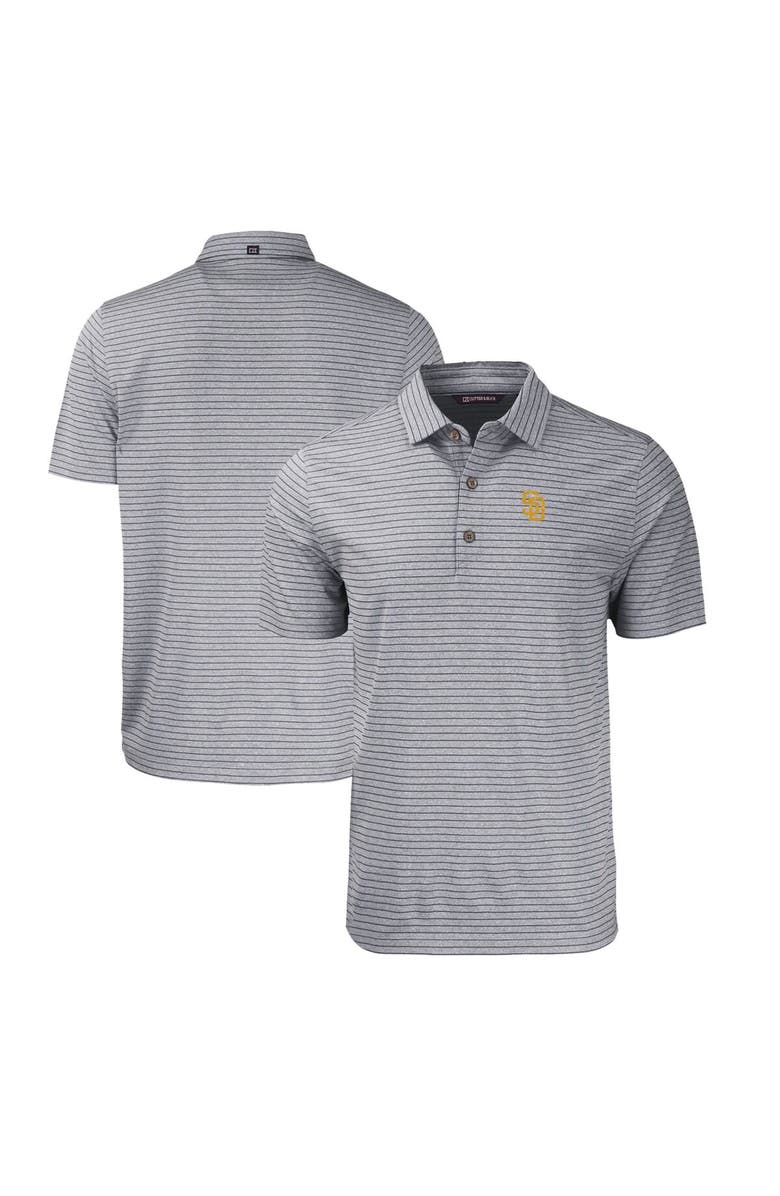 Cutter & Buck Men's Cutter & Buck Heather Black San Diego Padres Big & Tall Forge Eco Heathered Stripe Stretch Recycled Polo, Main, color, 