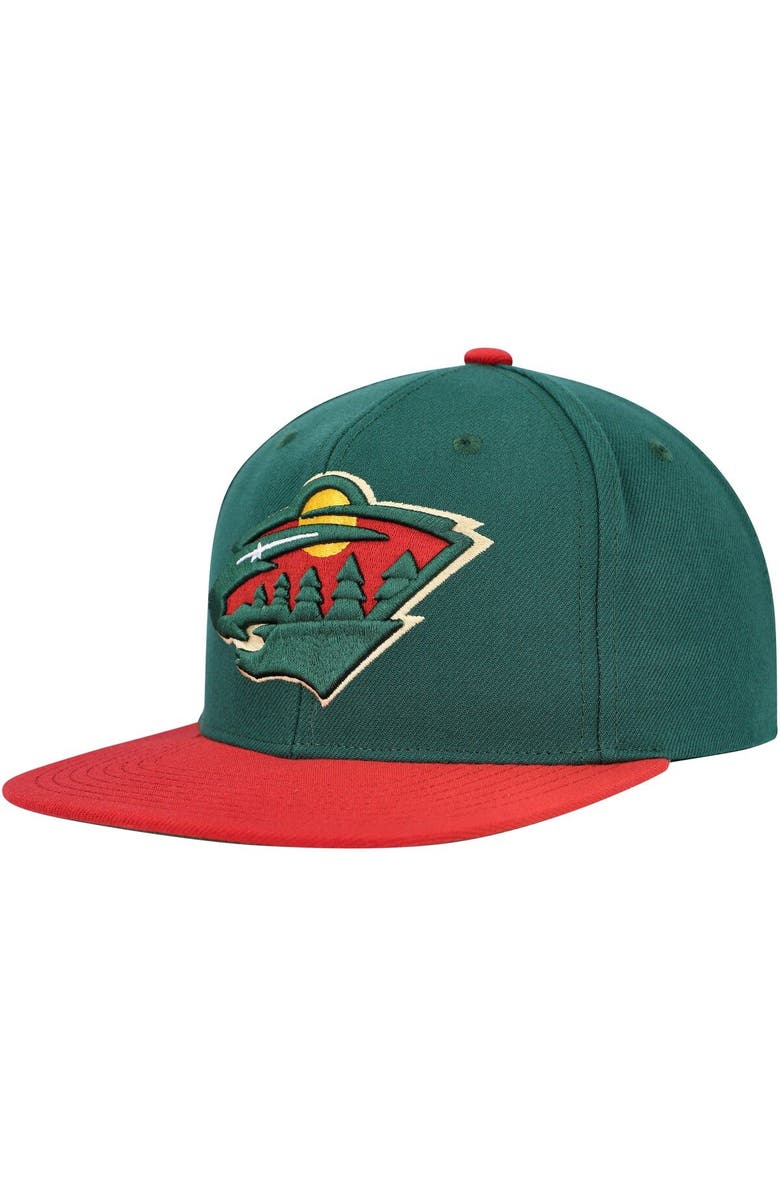 Mitchell & Ness Men's Mitchell & Ness Green Minnesota Wild Core Team Ground 2.0 Snapback Hat, Main, color, Green