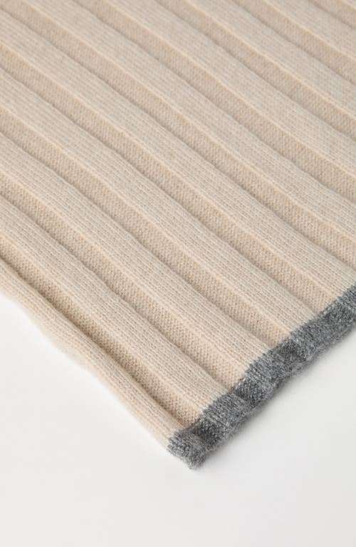 Brunello Cucinelli Cashmere Rib-knit Scarf In Sand