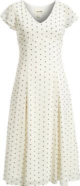 Open Edit Short Sleeve Godet Pleat Dress