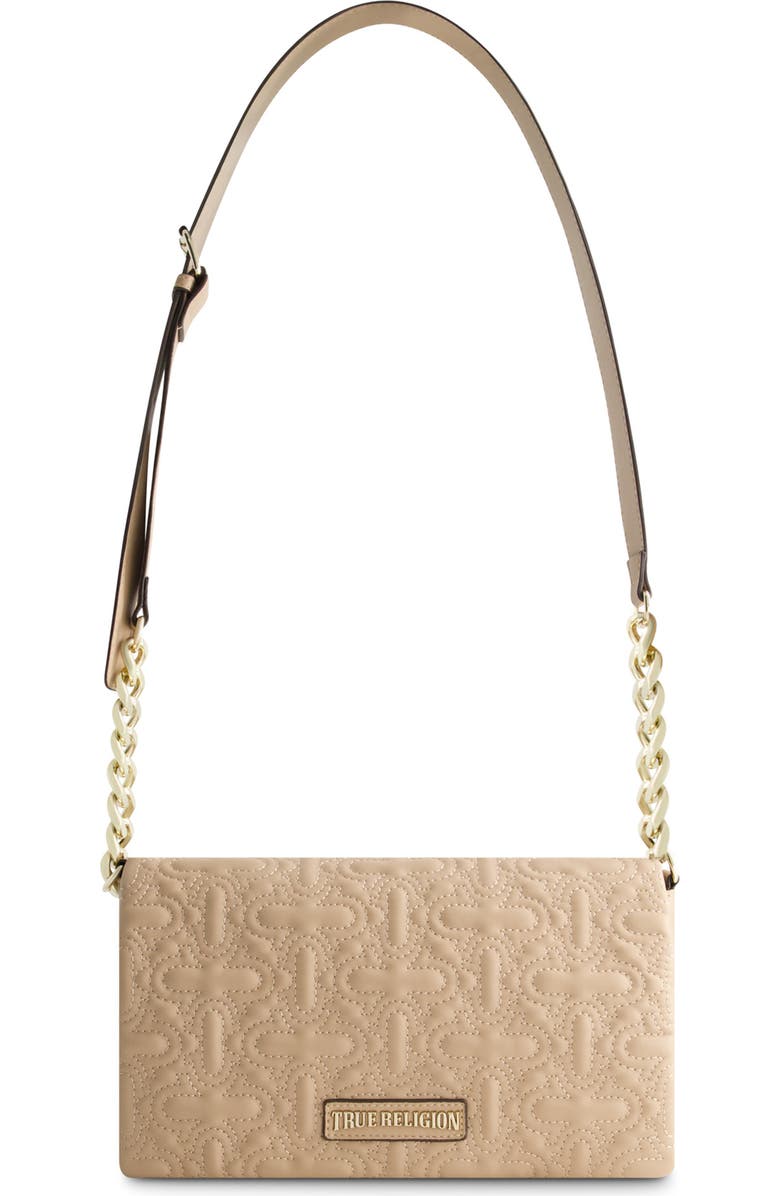 True Religion Quilted Horseshoe Flap Bag, Main, color, Camel