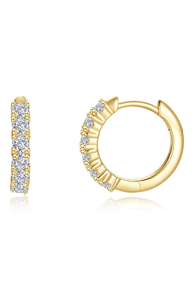 Alexa Pavé Simulated Diamond Huggie Hoop Earrings, Main, color, GOLD
