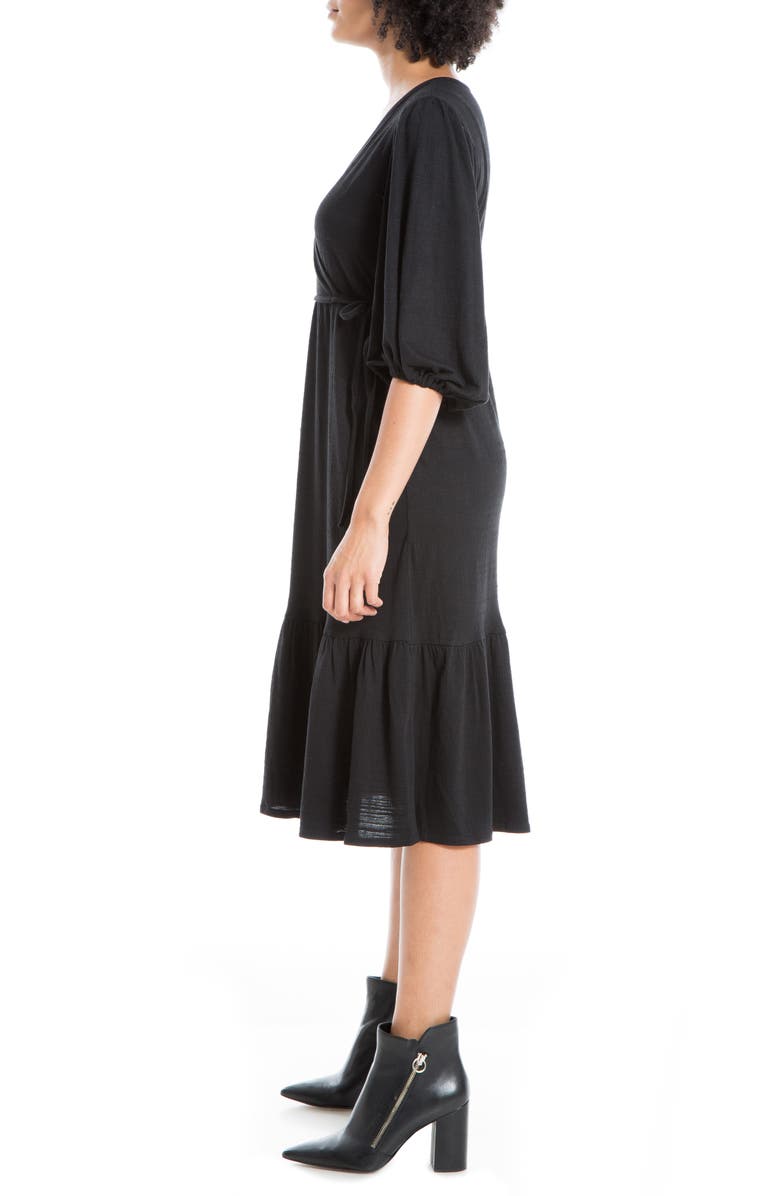 MAX STUDIO Elbow Length Sleeve Crinkled Jersey Wrap Dress, Alternate, color, 