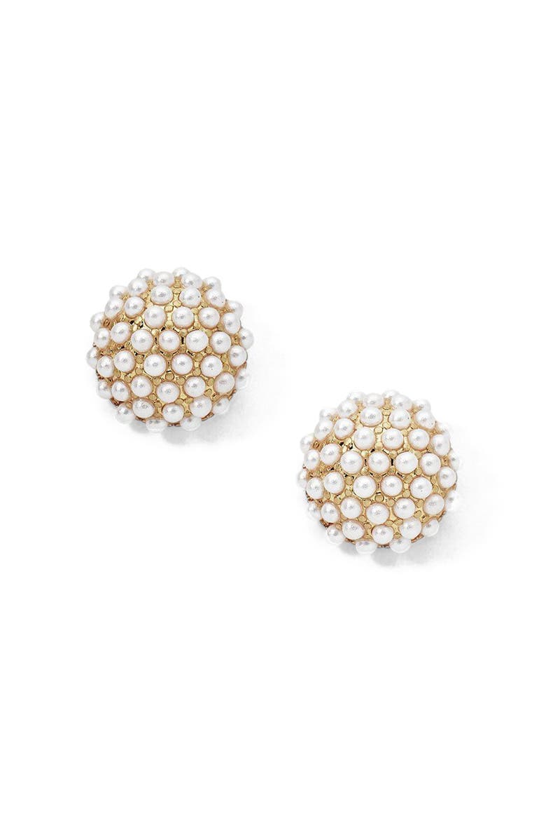 Pearl Pave Studs, Main, color, Gold