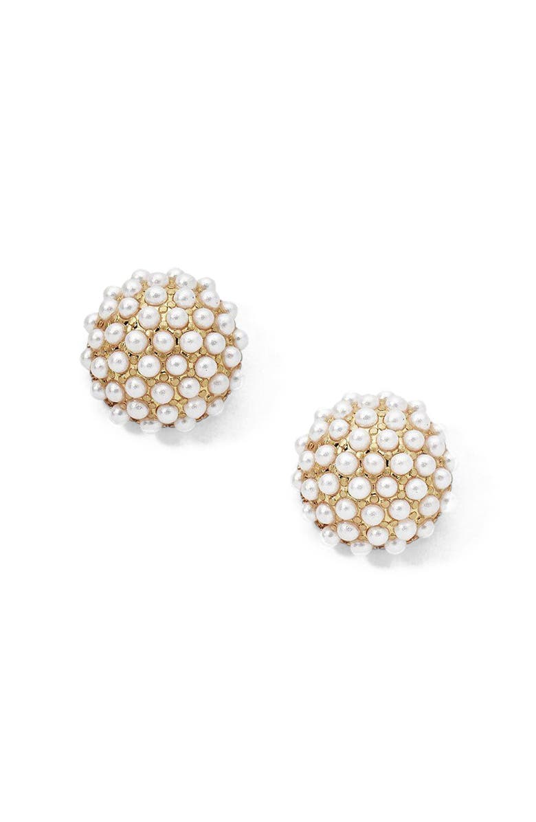 Olive & Piper Pearl Pave Studs, Main, color, Gold