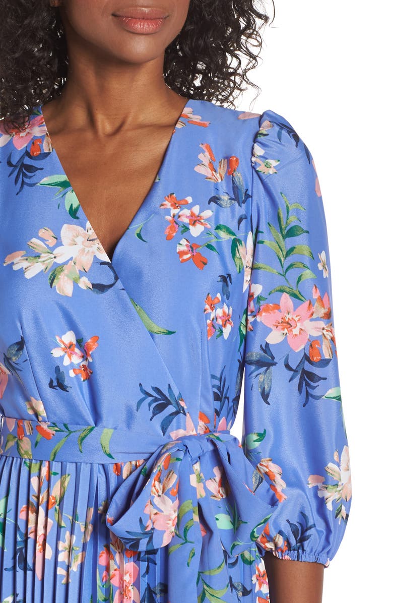 Eliza J Pleated Faux Wrap Dress, Alternate, color, 