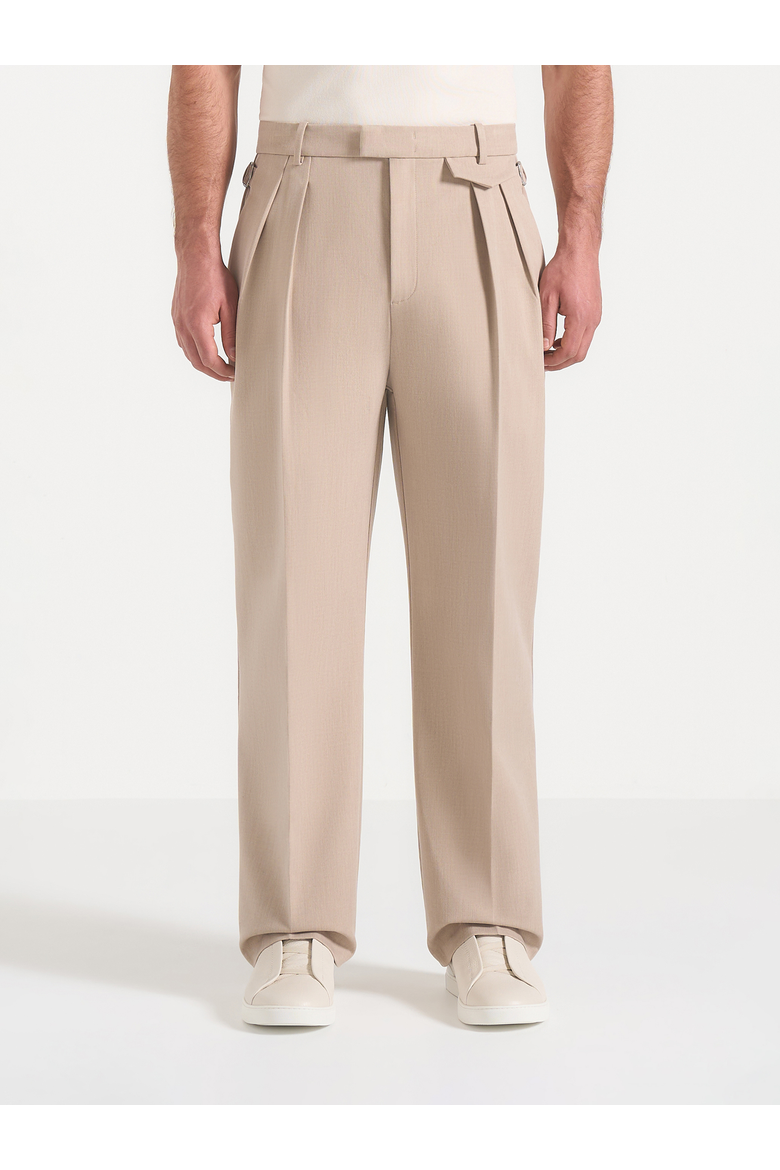 Pierre Relaxed Fit Pleated Tailored Trousers, Main, color, Taupe