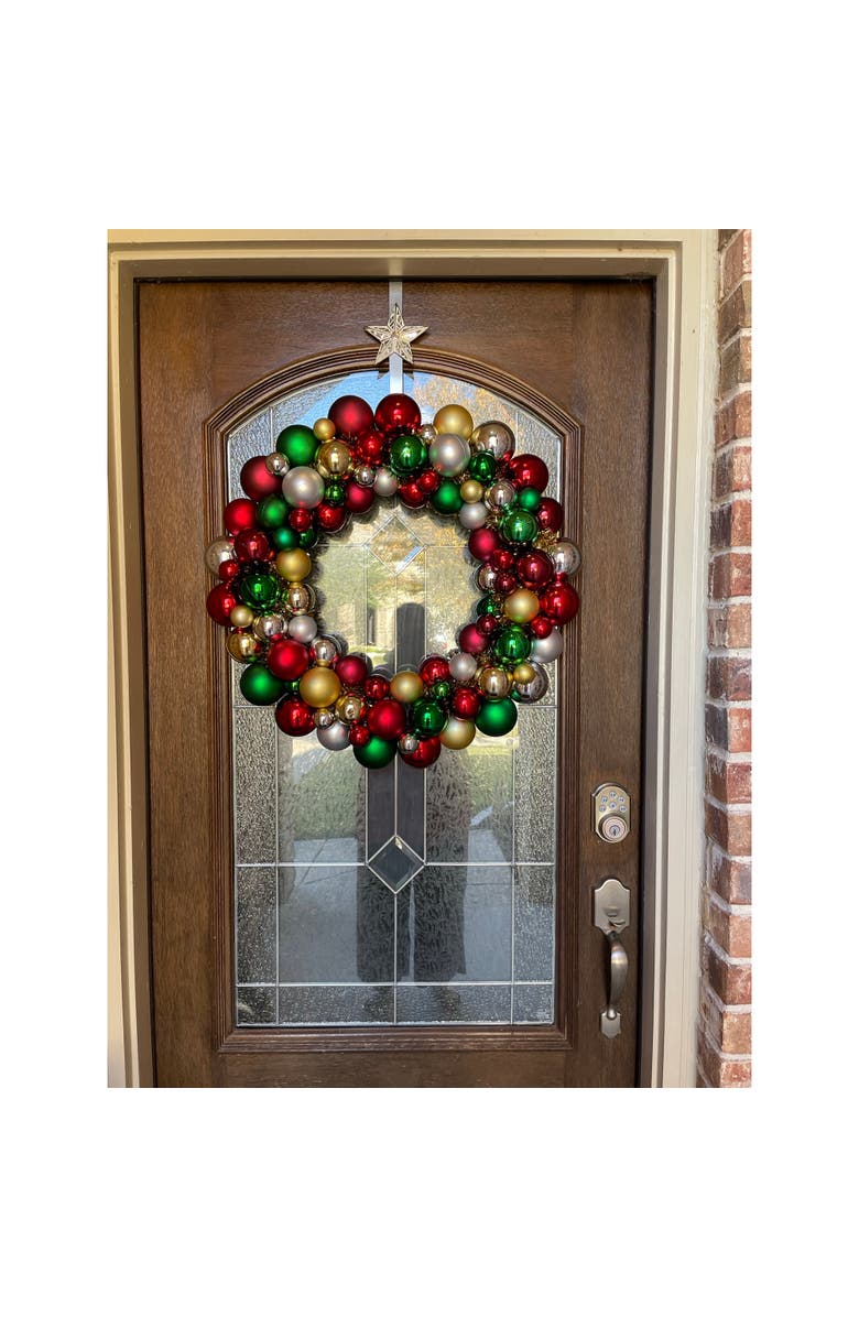 Northlight Traditional 2-Finish Shatterproof Ball Christmas Wreath - 24" - Multicolor - Unlit, Alternate, color,