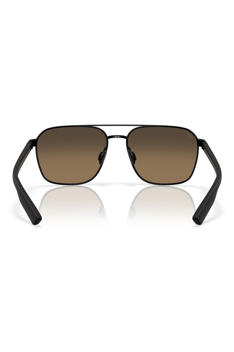 58mm Wader Gradient Polarized Rectangular Sunglasses, Alternate, color, SATIN BLACK / COPPER