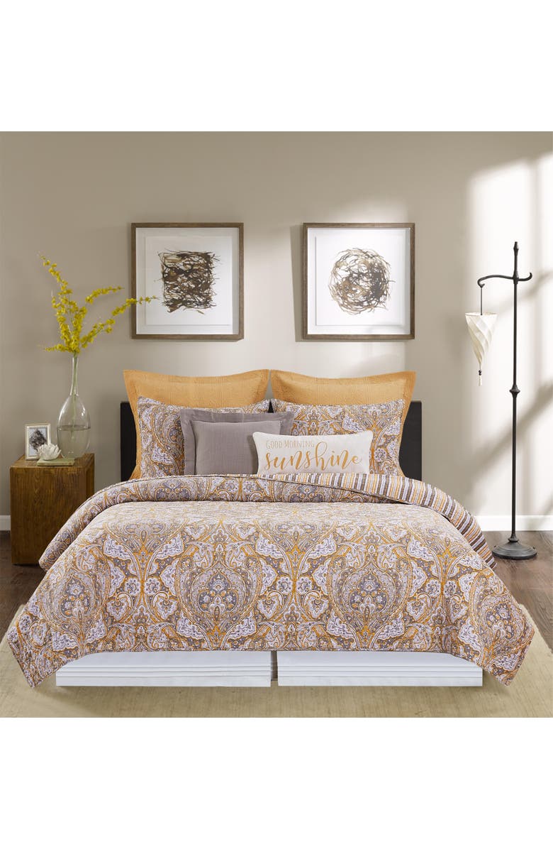 C&F Home Shay Damask Quilt Set Bedding Collection, Alternate, color, Orange