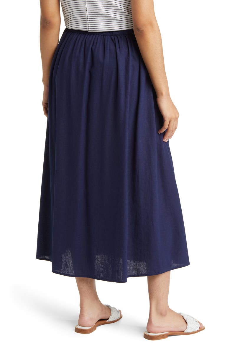 Linen Midi Skirt, Alternate, color, NAVY PEACOAT