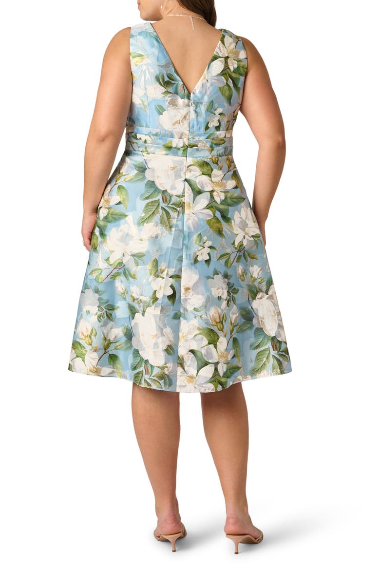 Magnolia Floral Jacquard Midi Fit & Flare Dress, Alternate, color, BLUE MULTI
