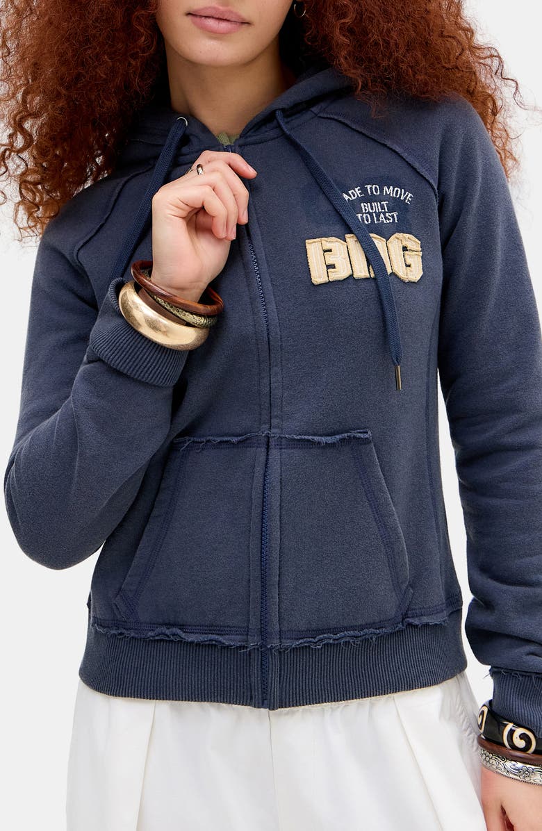 BDG Urban Outfitters Graphic Appliqué Zip Front Sweatshirt, Main, color, Blue
