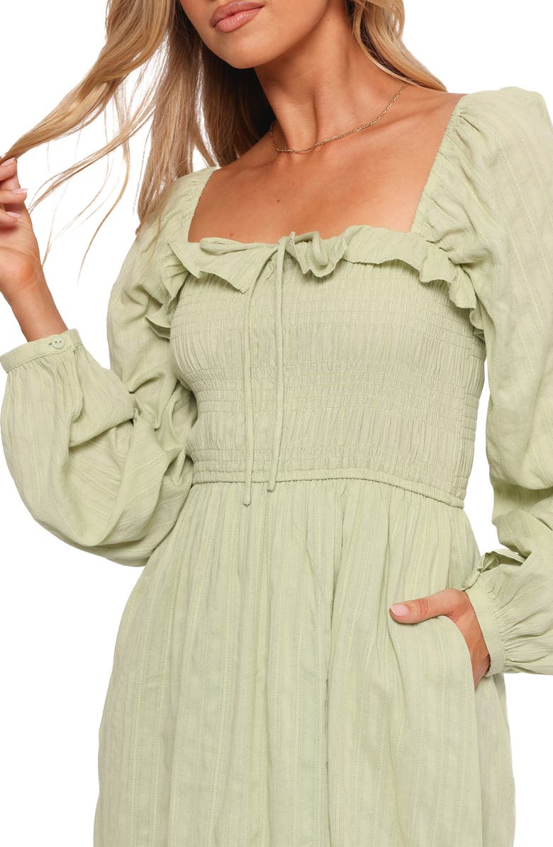 Petal & Pup Ophelia Long Sleeve Cotton Midi Dress, Alternate, color, Olive