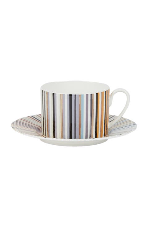 Stripes Jenkins Set Of 2 Tea Cups 
Saucers
