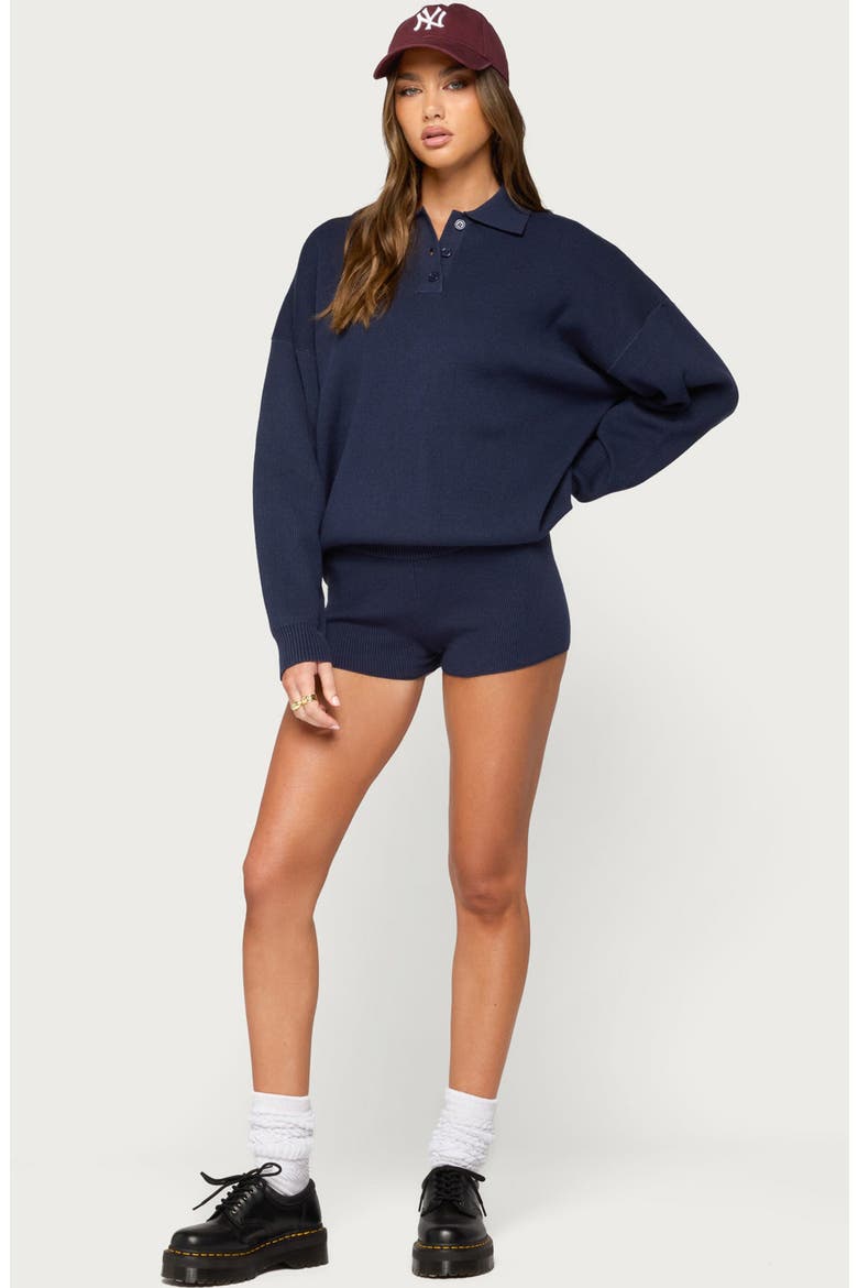 Lorie Oversized Polo Sweater, Alternate, color, NAVY