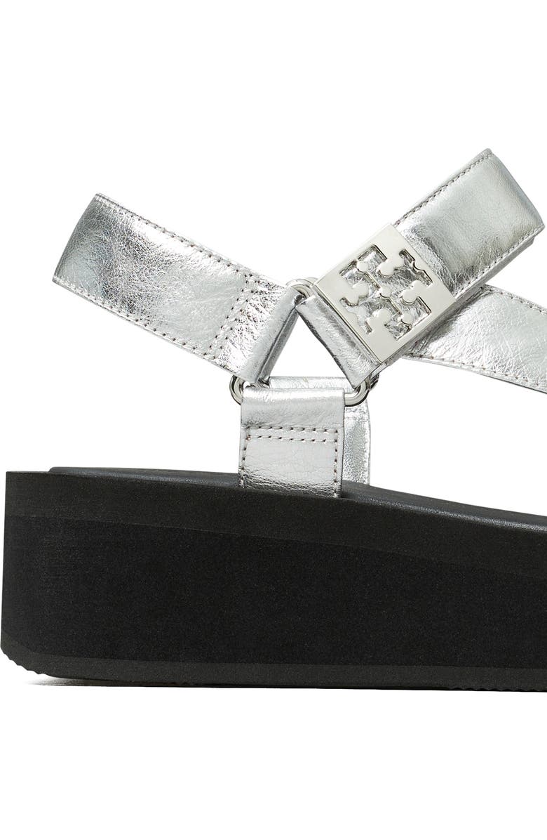 Tory Burch Mellow Platform Sandal, Alternate, color, Silver / Perfect Black