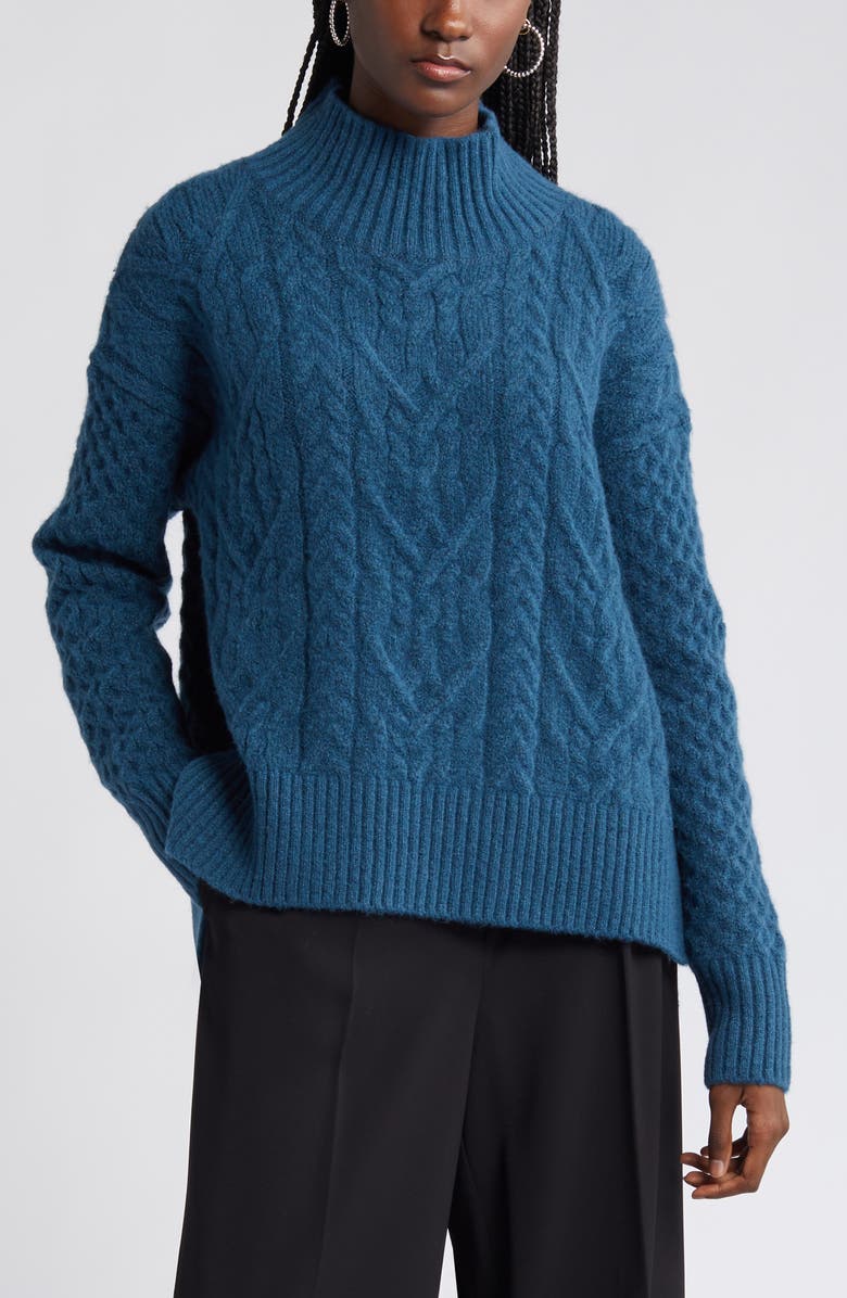 Nordstrom Mock Neck Cable Knit Sweater, Alternate, color, 