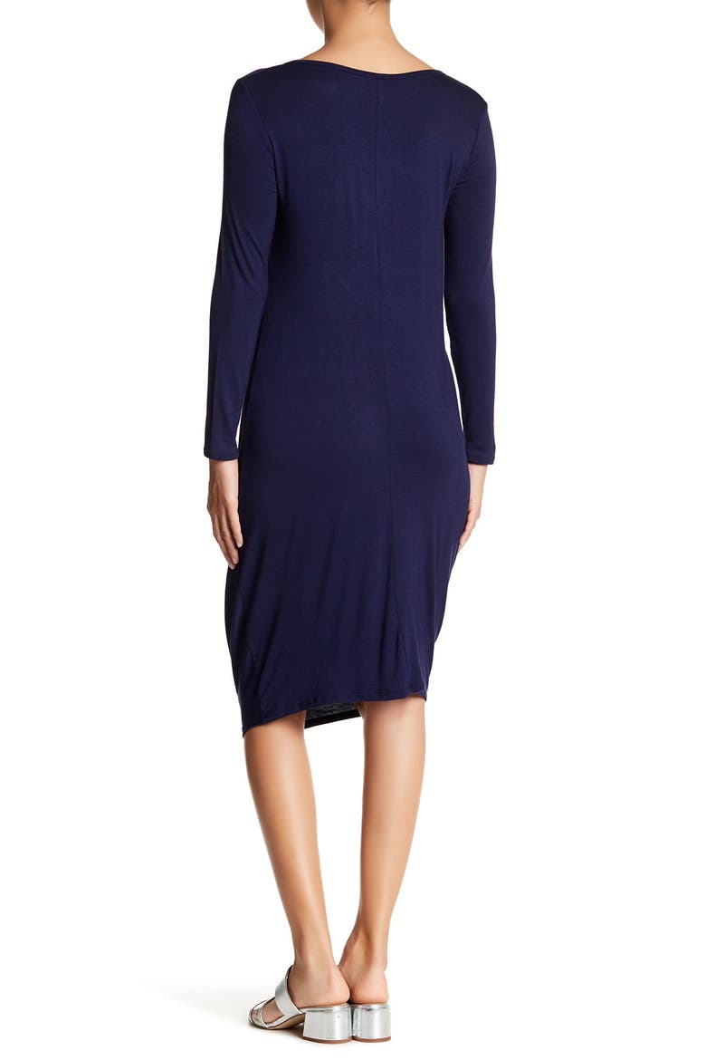 Drape Long Sleeve Dress, Alternate, color, NAVY