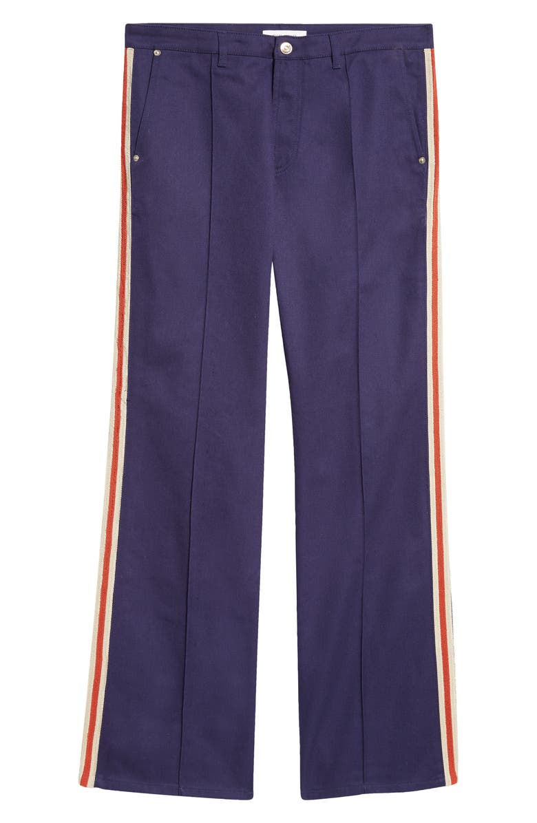 Wales Bonner Coda Crochet Track Stripe Cotton Drill Flare Pants, Alternate, color, 