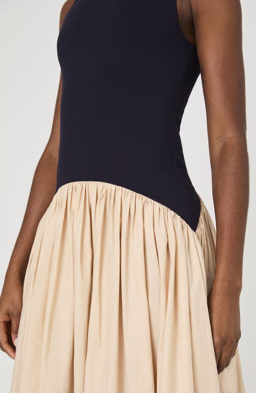 Shop French Connection Kayle Jia Mixed Media Midi Dress In 41-navy-biscuit