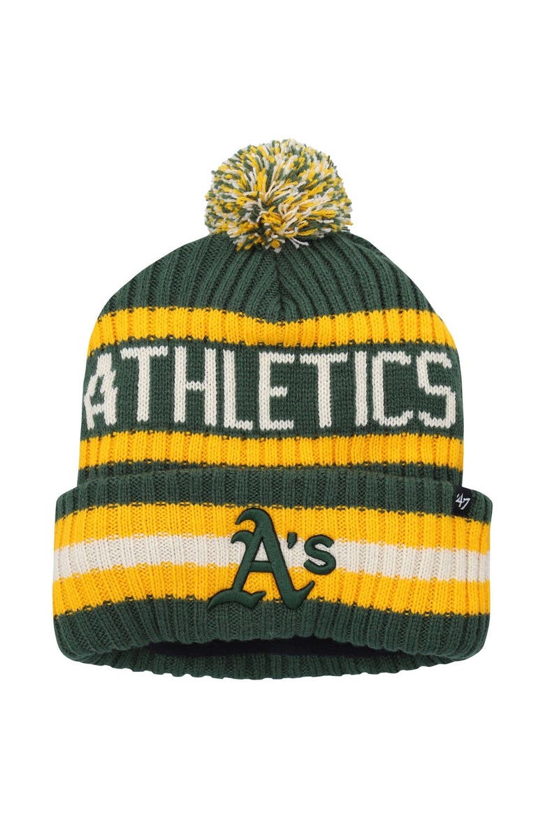Men's '47 Green Oakland Athletics Bering Cuffed Knit Hat with Pom, Main, color, Green