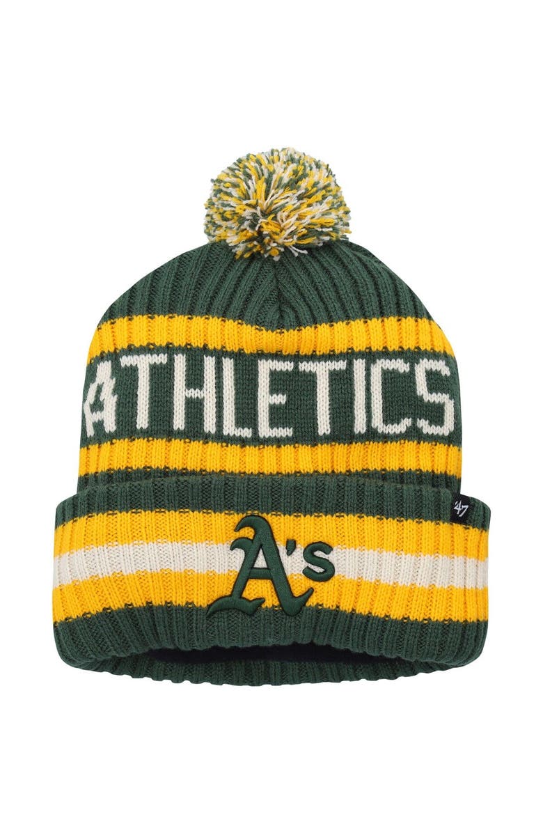 '47 Men's '47 Green Oakland Athletics Bering Cuffed Knit Hat with Pom, Main, color, Green