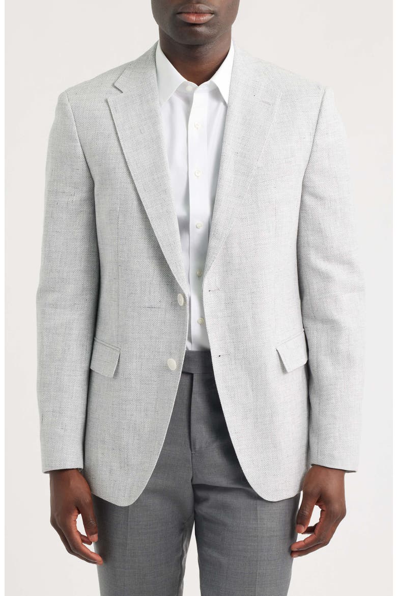 Hutson Slim Fit Grey Mélange Slub Linen & Cotton Blend Sport Coat, Main, color, OPEN GREY