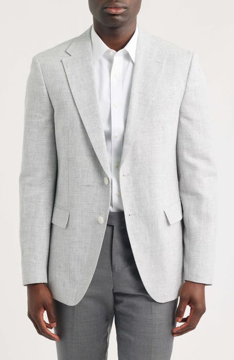 Hutson Slim Fit Grey Mélange Slub Linen & Cotton Blend Sport Coat