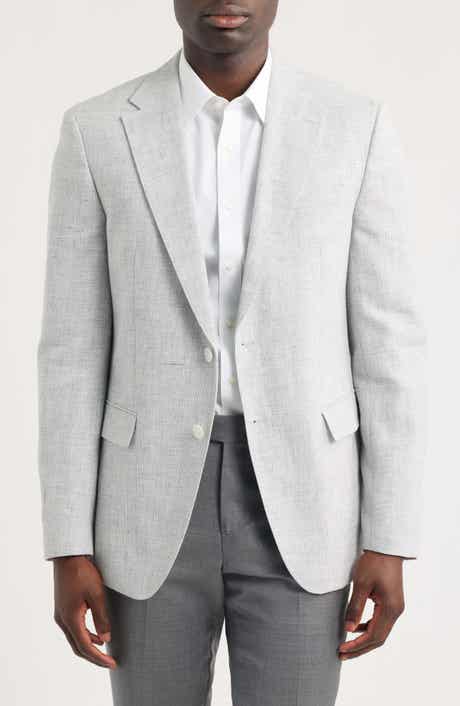 Hutson Slim Fit Grey Mélange Slub Linen & Cotton Blend Sport Coat