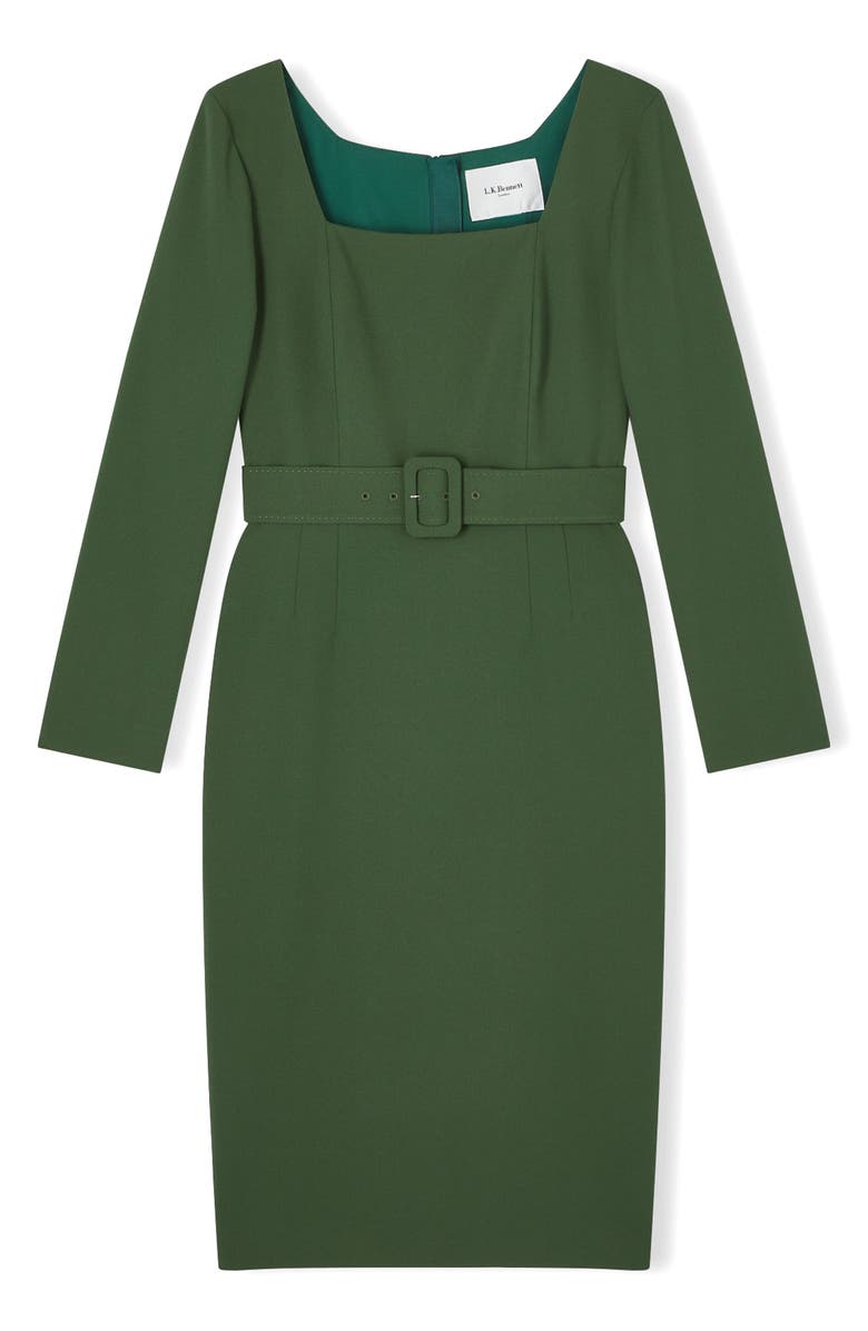 LK Bennett Carrington Long Sleeve Dress, Alternate, color, Green Forest