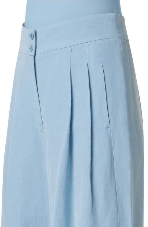 Akris Punto Florence Pleated Linen Wide Straight-leg Pants In Sky