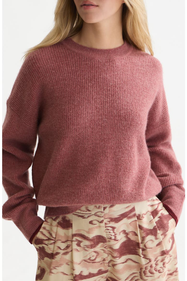 Fuzzy Crewneck Sweater, Main, color, WITHERED ROSE MELANGE