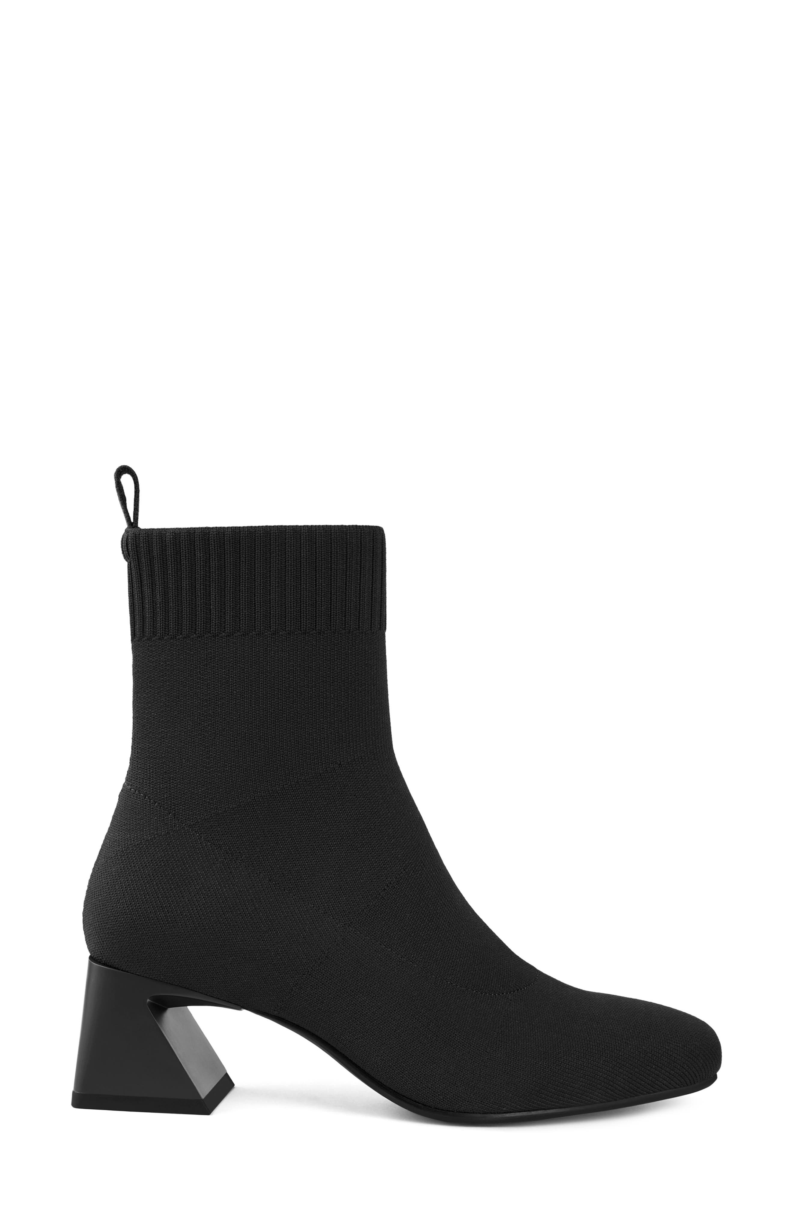 Square-Toe Water-Repellent Heeled Boots, Alternate, color, BLACK