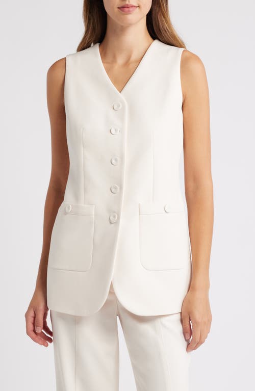 Anne Klein Five-Button Stretch Longline Vest in Anne White 