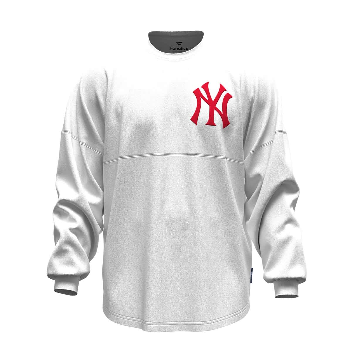 Women's Fanatics White New York Yankees Baseball Stitch Spirit Jersey Long Sleeve T-Shirt - image 2