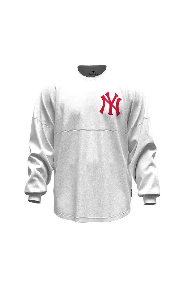FANATICS Women's Fanatics White New York Yankees Baseball Stitch Spirit Jersey Long Sleeve T-Shirt, Alternate, color, White