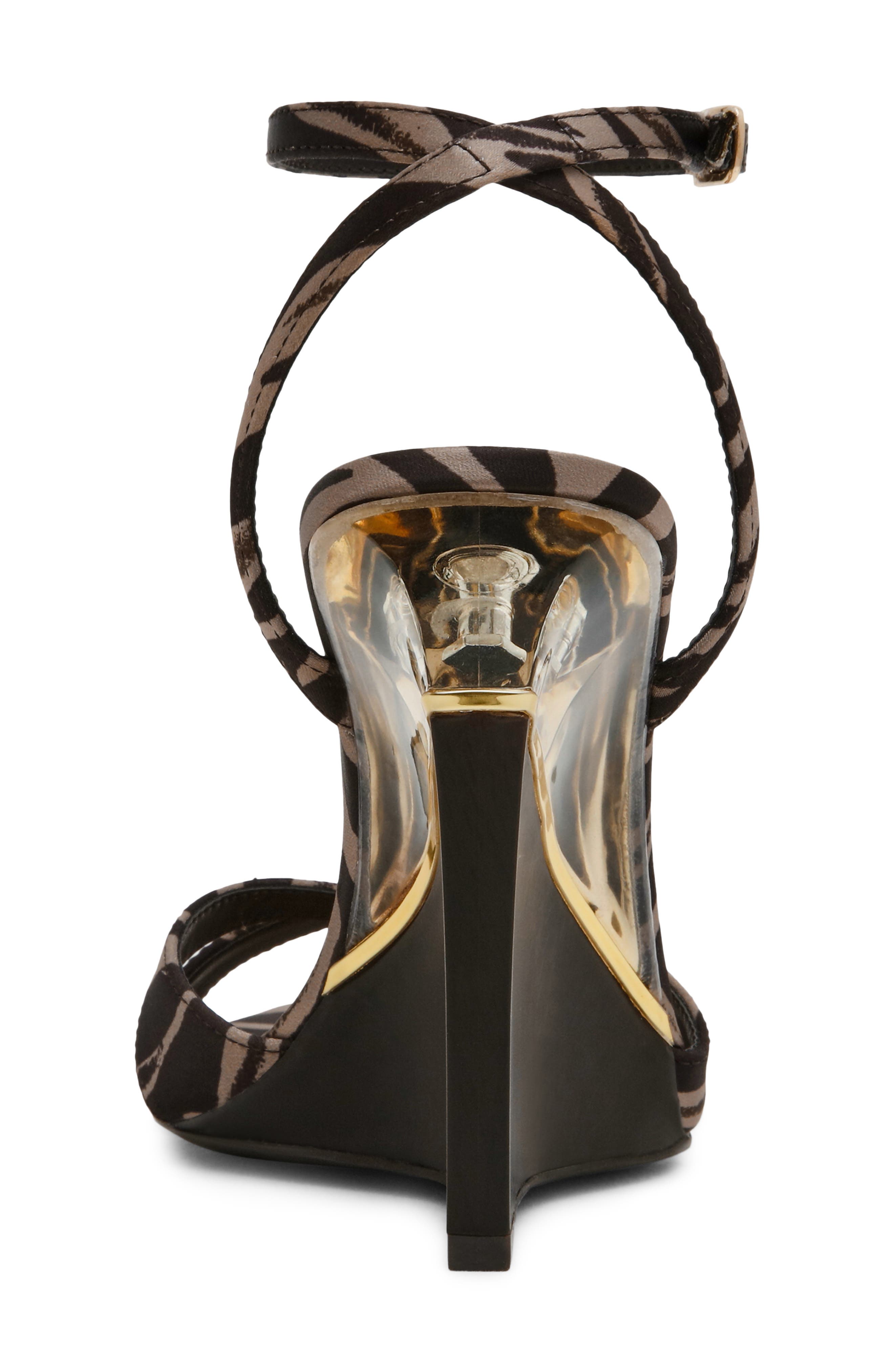 Steve Madden Sorynn Ankle Strap Pointed Toe Wedge Sandal, Alternate, color, Zebra/ Brown