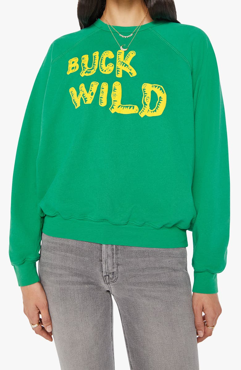 MOTHER The Biggie Concert Cotton Graphic Sweatshirt, Main, color, Buck Wild
