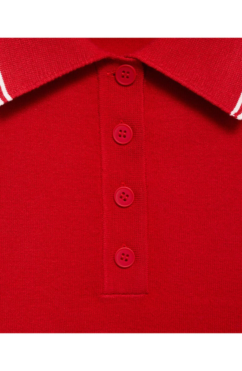 MANGO Tipped Sleeveless Knit Polo, Alternate, color, Red