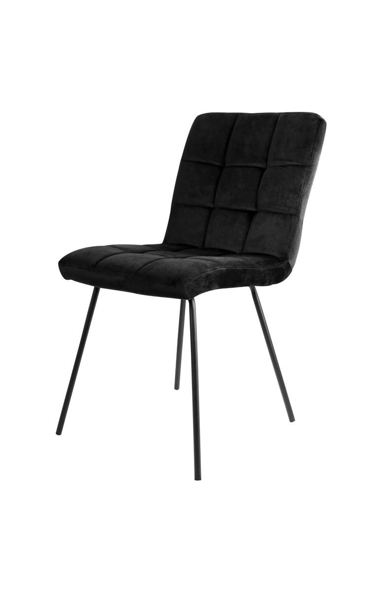 Elama 2 Piece Velvet Tufted Accent Chairs with Metal Legs, Alternate, color, Black