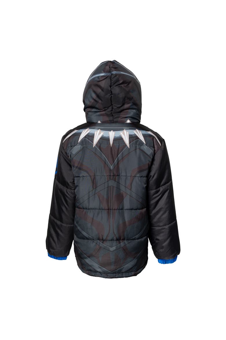 Avengers Black Panther Hooded Zip-Up Puffer Jacket, Alternate, color, Black Panther Blue