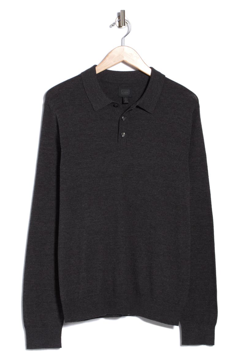 Long Sleeve Polo Sweater, Alternate, color, GREY DARK CHARCOAL HEATHER