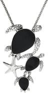 SAMUEL B. Sterling Silver Shell Turtle and Starfish Pendant Necklace