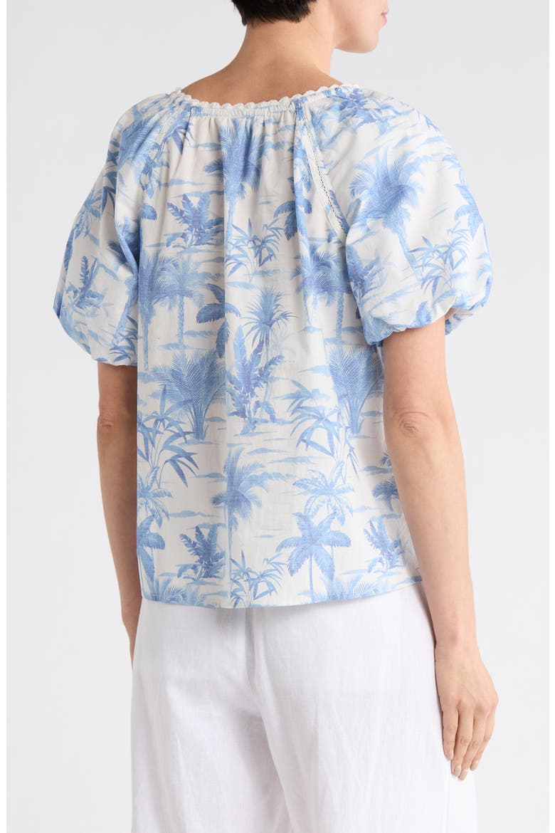 Fortuna Fronds Puff Sleeve Cotton Top, Alternate, color, VANILLA ICE