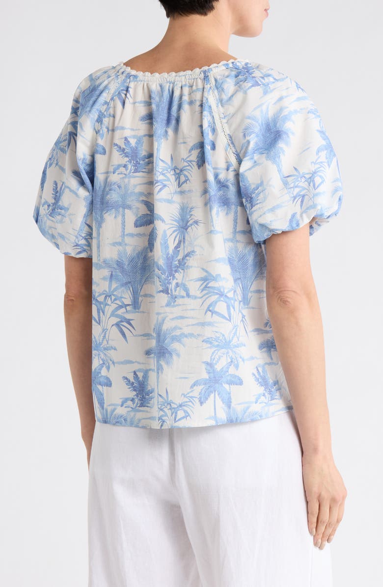 Tommy Bahama Fortuna Fronds Puff Sleeve Cotton Top, Alternate, color, Vanilla Ice