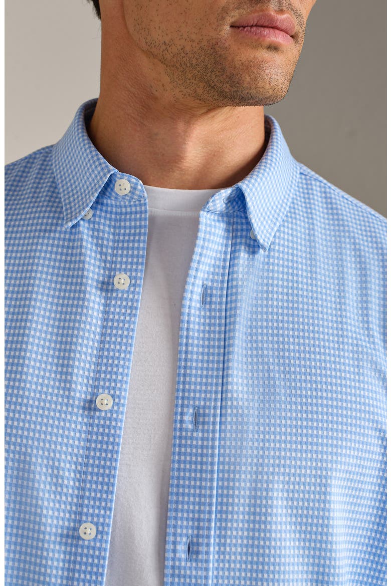 Commuter Short Sleeve Button-Up Shirt, Alternate, color, LIGHT BLUE GINGHAM