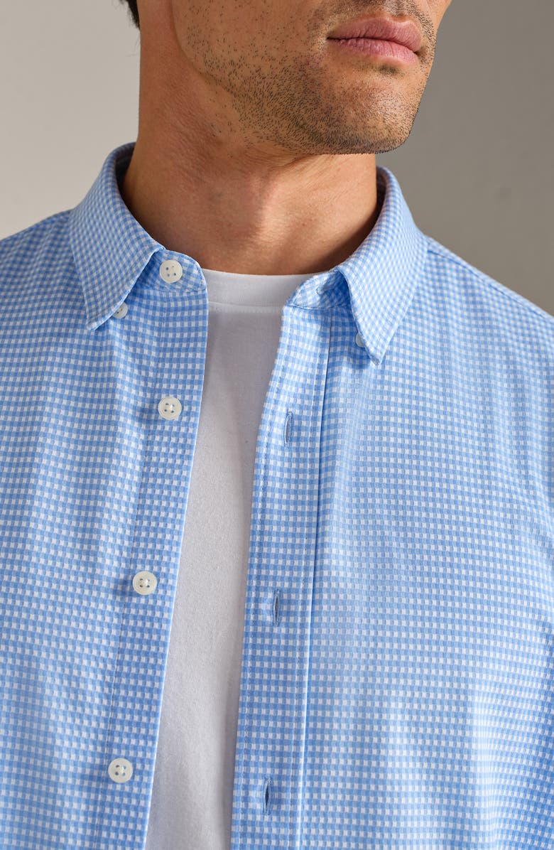 Rhone Commuter Short Sleeve Button-Up Shirt, Alternate, color, Light Blue Gingham