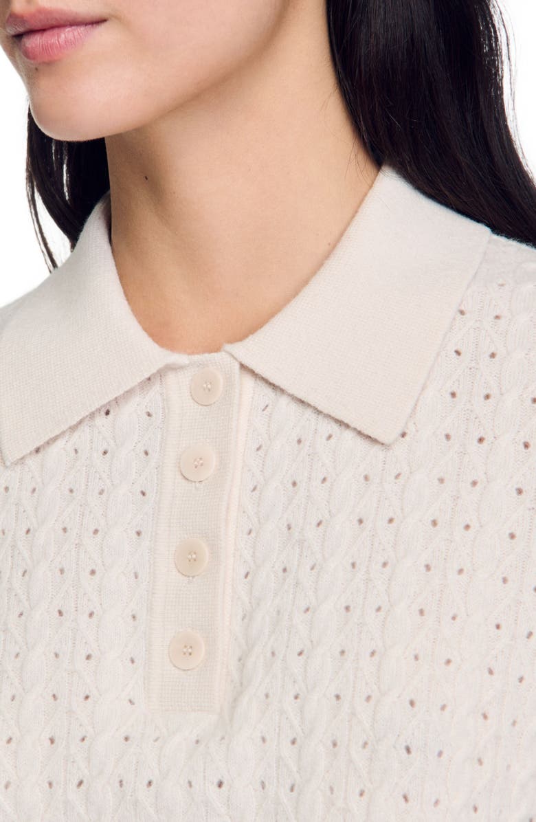 SANDRO Contrasting piping cropped sweater, Alternate, color, 