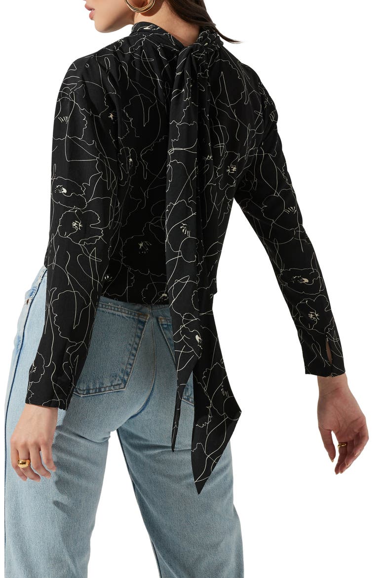Floral Long Sleeve Top, Alternate, color, BLACK SKETCH